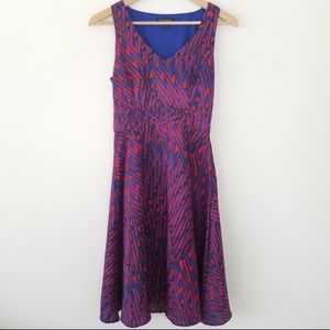 Banana Republic Blue and Red Midi-Dress